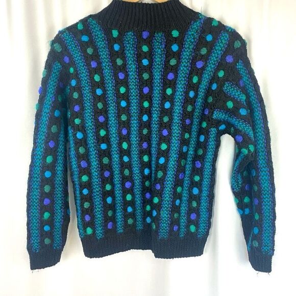Vintage Hand Knit Sweater Casual Corner Unique Vibrant Wool Mohair - Picture 6 of 12